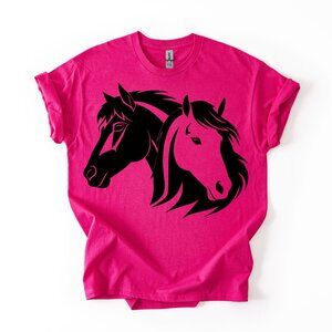 Western Pink Horse Head T-Shirt Women's Equestrian Graphic Tee Riding Lover Gift